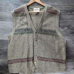 Eddie Bauer Brown Wool Sweater Vest MEDIUM